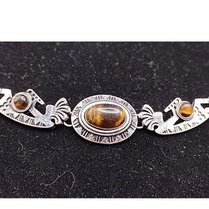 Silver and Brown Stone Women's Bracelet